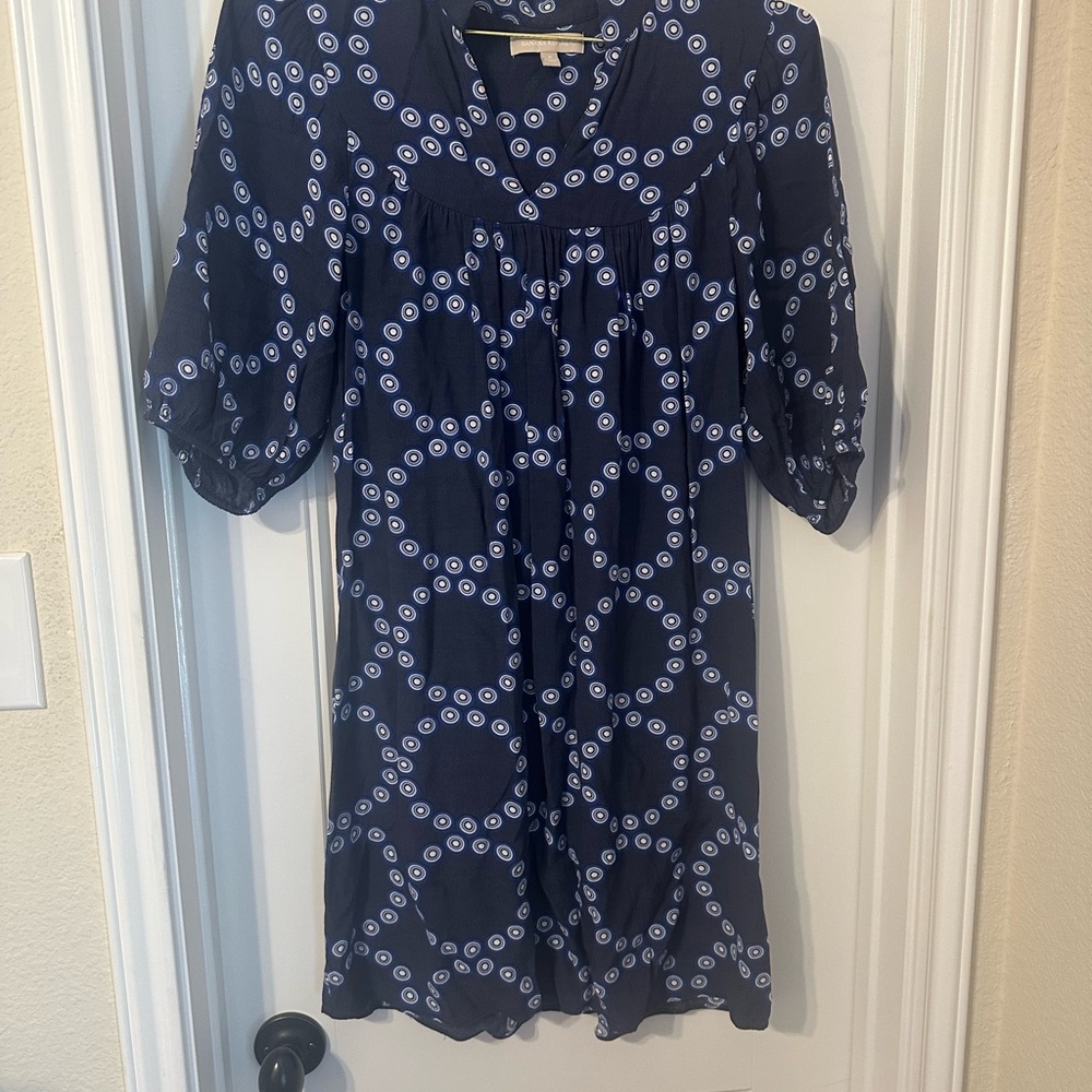 Navy Blue Patterned Women's Dress